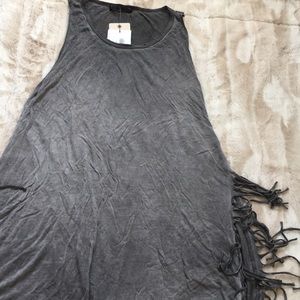 Grey Tea Party Fringe Tank Top